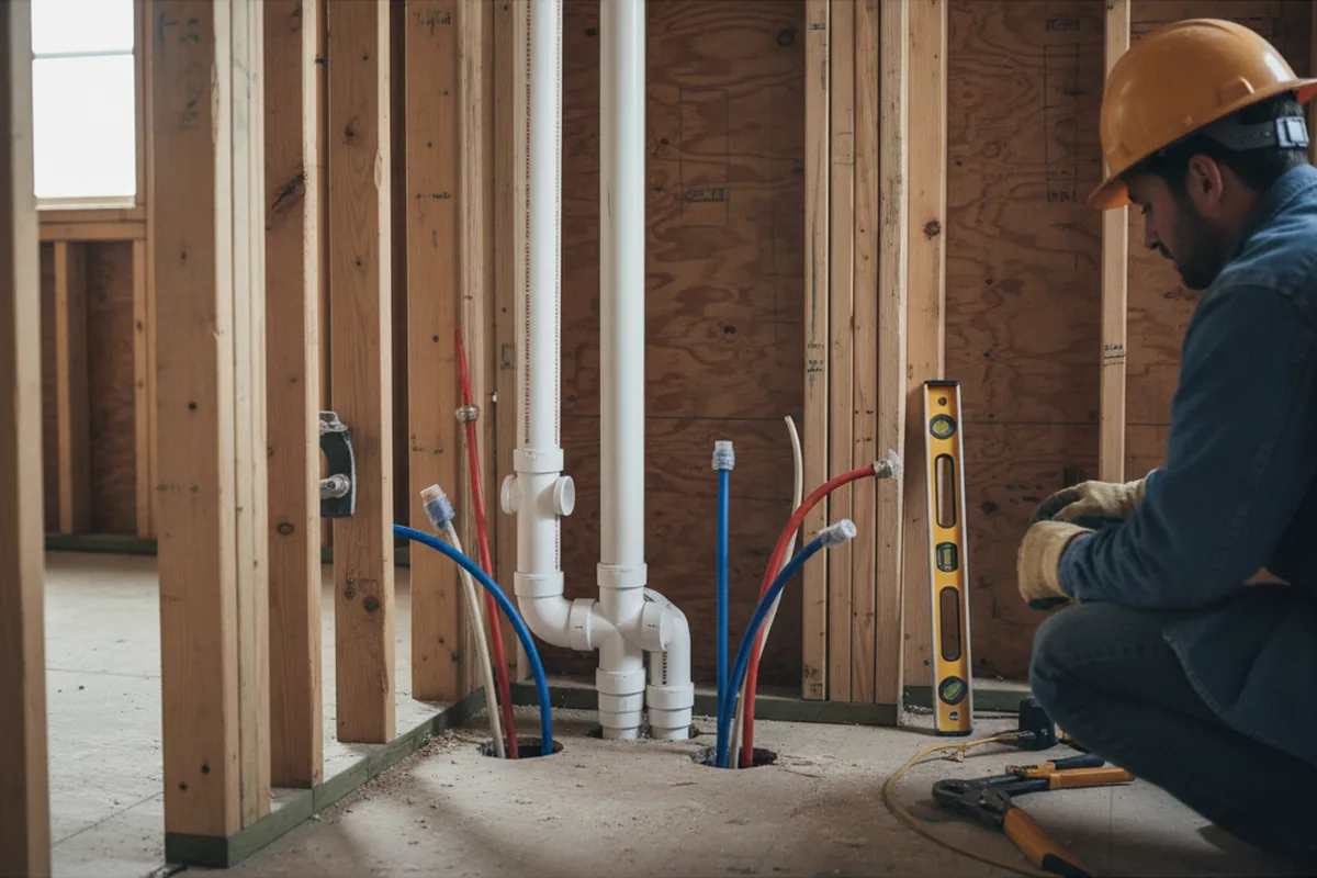 Drain and supply rough-in during Leak Detection in Lovelady